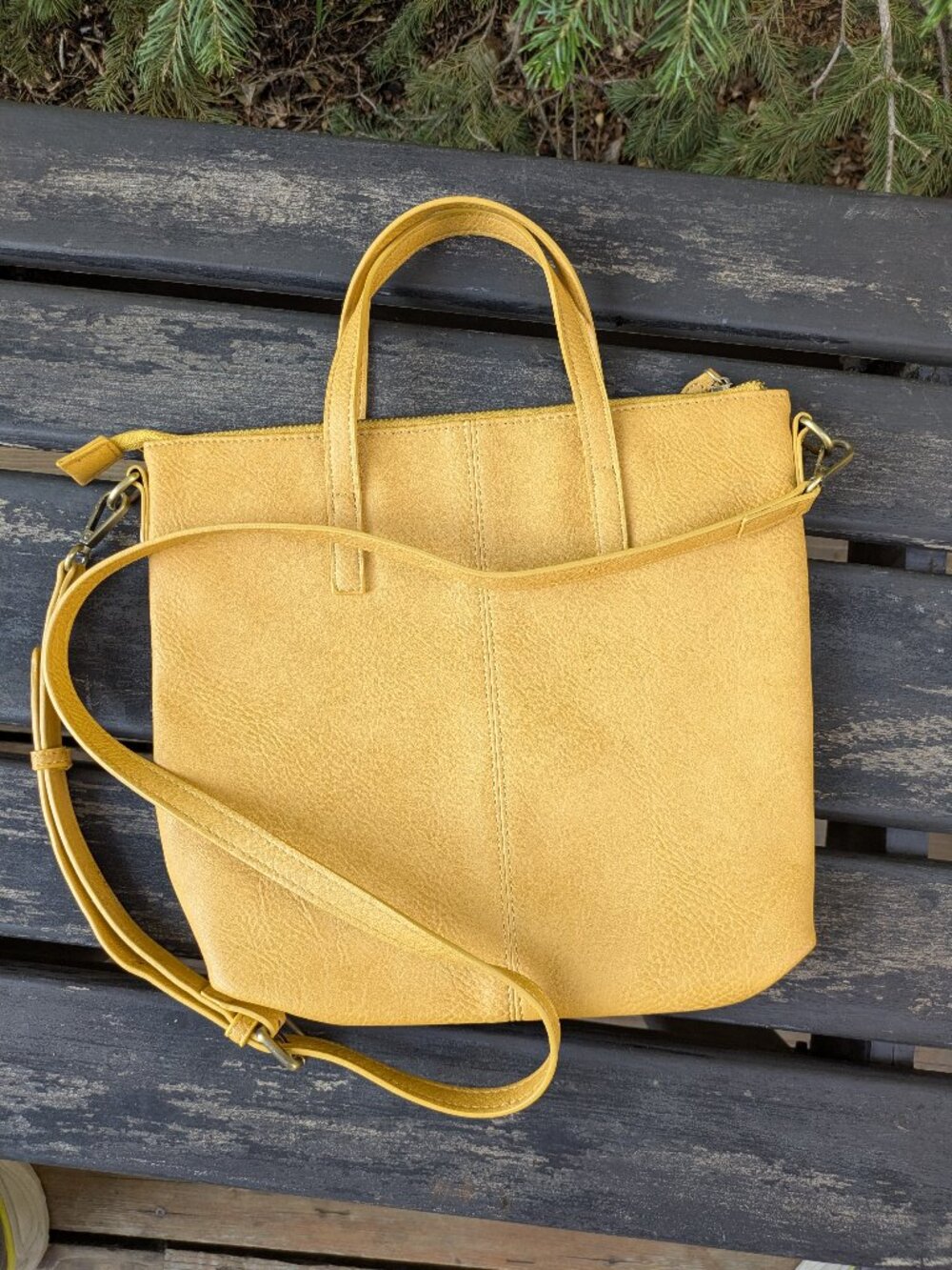 Yellow/Dijon Joy Susan Women's Kim Top-Zip Medium Tote Handbag Vegan Leather.